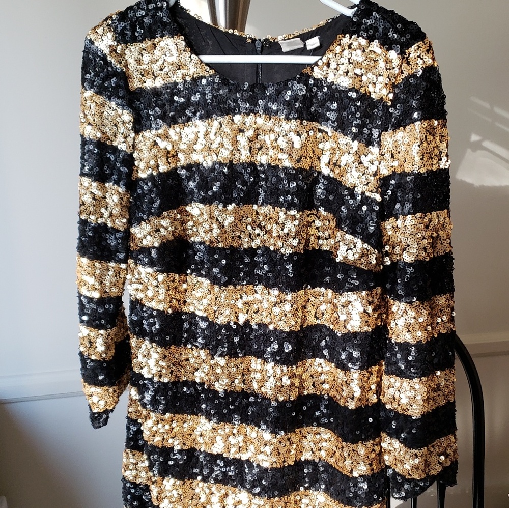 Gap Black and Gold Sequin Dress Size S NWT!